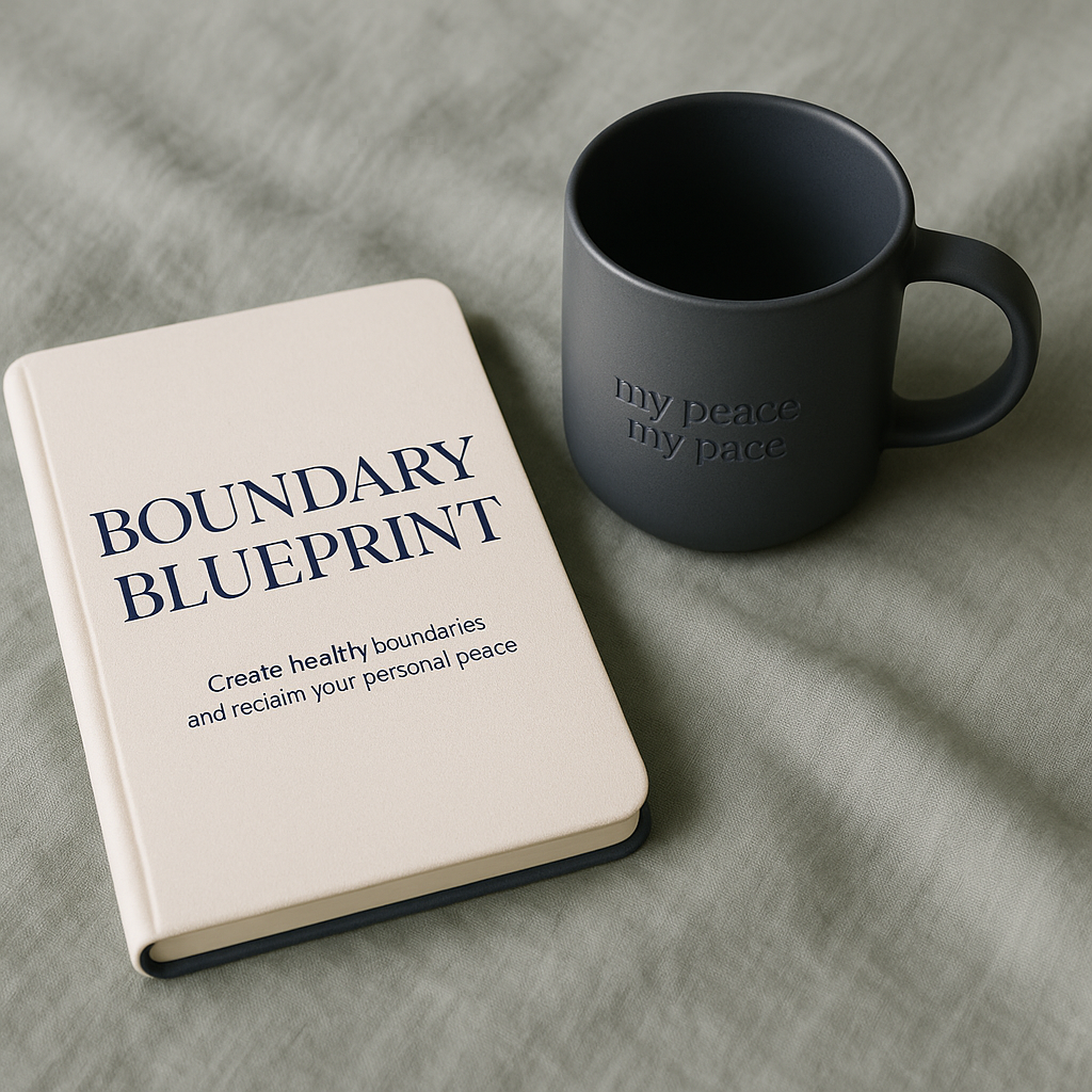 Boundary Blueprint Phygital Bundle mockup with ceramic mug
